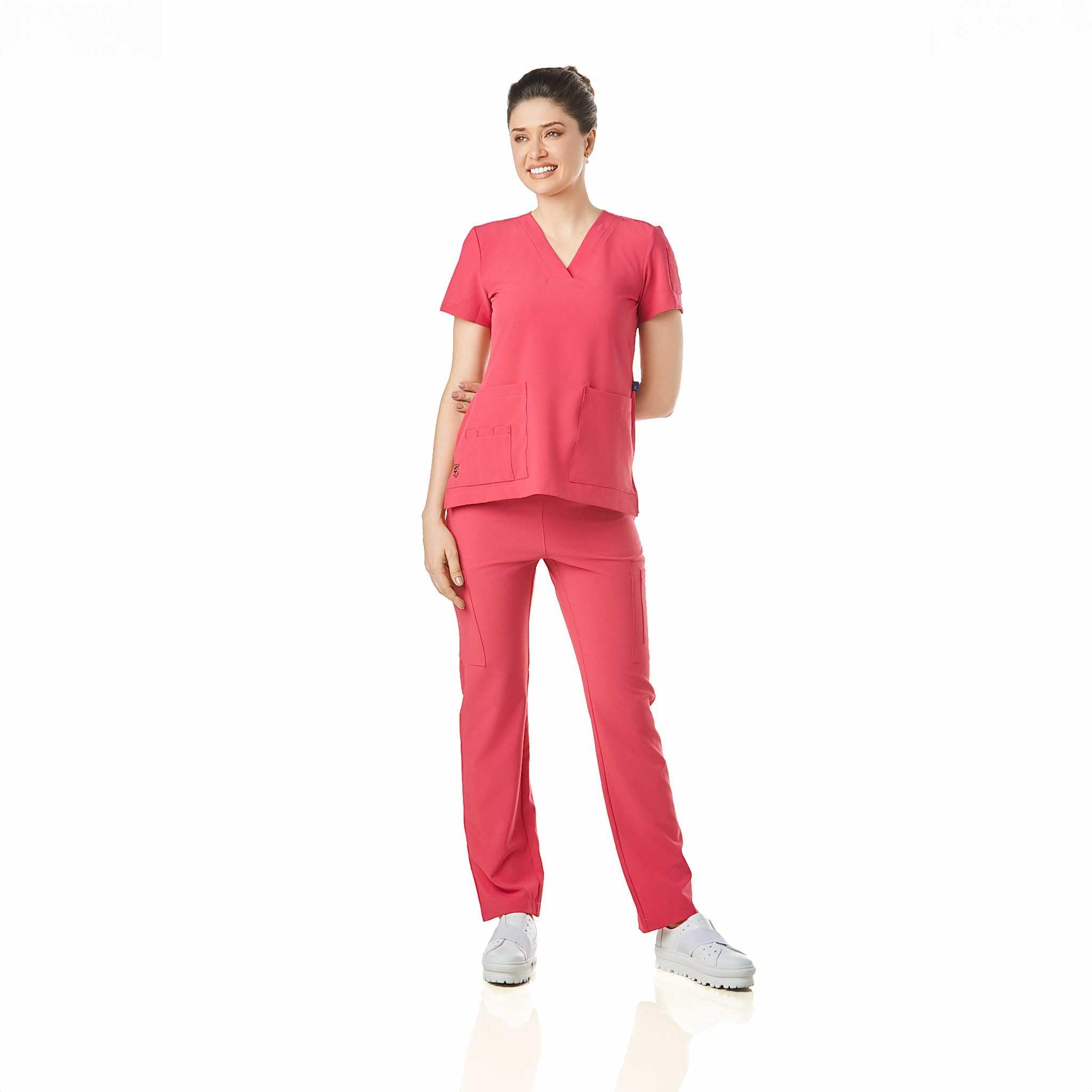 GALLANTDALE Uniforme Sanitario Pijama Ropa De Trabajo Catherine Mujer Resistente Medico Veterinaria Odontologa (FR/ES, Letras, XS, Regular, Regular, Magenta Neon)