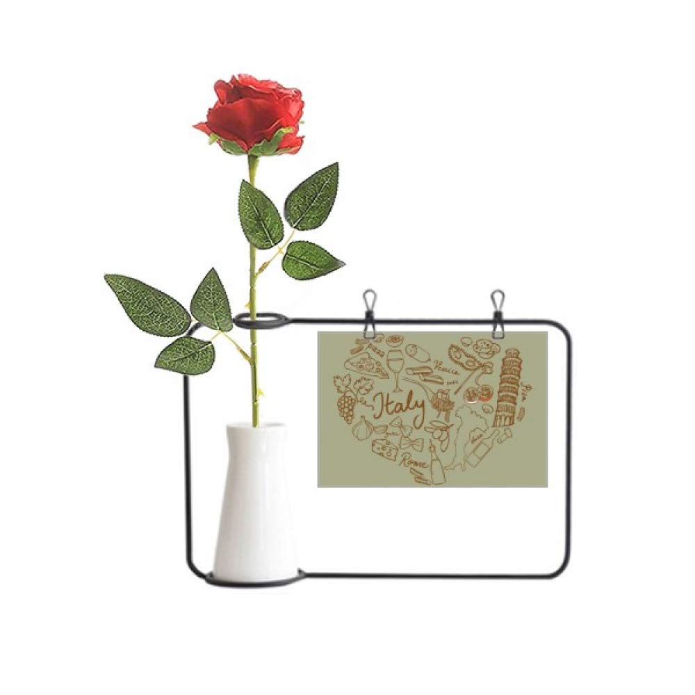 Vase haut de gamme à suspendre motif raisin d'Italie et roses artificielles délicates