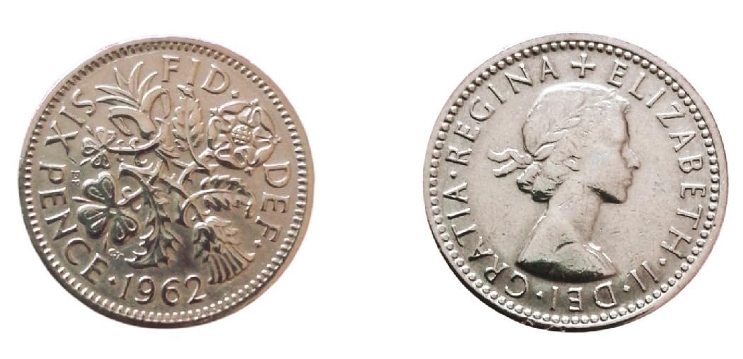 Coins for collectors - Circulated British 1962 Sixpence/Six pence 6p Coin/Great Britain