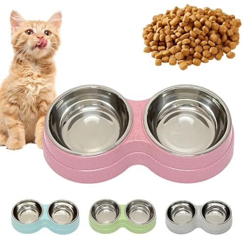 Ciotola doppia per cani, con base antiscivolo e ciotola rimovibile in acciaio inox per cibo e acqua, ciotola anti-fuoriuscita, facile da pulire, ideale per cani di piccola taglia, gatti, cuccioli