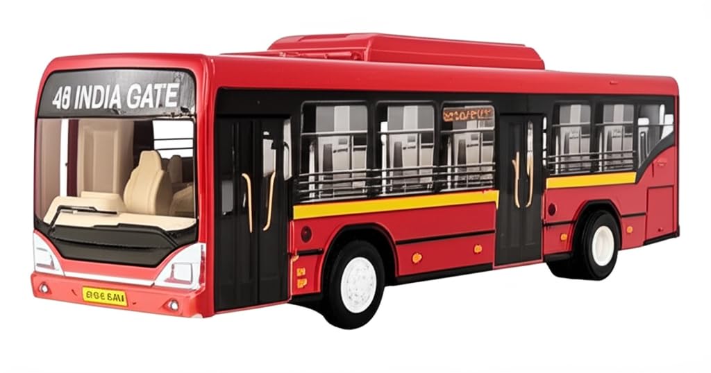 Sheel® Pull Back City Bus Toy for Kids – Size 20cm DTC Style Red Bus with India Gate Label | Battery-Free Toy for Boys & Girls Age 3+ | Premium Plastic