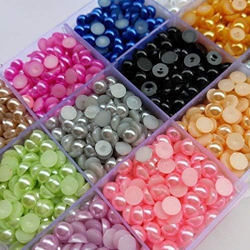 Chenkou Craft 3500pcs Assorted 15 Colors Half Flatback Imitation Pearl Bead 6mm Gem Scrapbook Craft DIY Beads + Plastic Box - Image 5