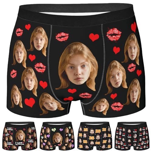 Custom Men Underwear with Face Personalized Boxer Briefs for Boyfriend Husband Funny Gifts Customized Pet Photo Face Boxers