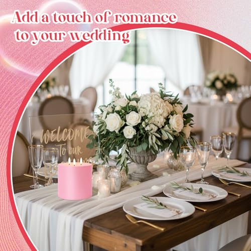 Image of Retisee 1 Pack Pink Extra Large Flameless Candles 6 inchx6 inch Remote Control