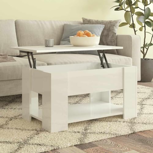 Genérico Mesa de Centro Madera de ingeniería BLANCObrillo 79x49x41 cm-809716