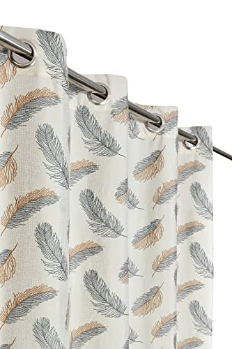 Image of DEVSANG Polyester (2 Print and 1 Solid) Grommet Curtains for Long Door 9 Feet Long Set of 3, Grey - Light-Filtering