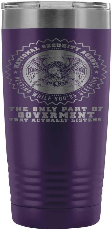 ODDITEES Funny NSA Tumbler Peeping While Youre Sleeping Laser Etched 20oz Stainless Steel Tumbler (Light Blue)