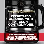 Melitta Aroma Tocco Cafetière à filtre en verre 10 tasses, Noir | Automatique et programmable, arrêt automatique, panneau de contrôle tactile, accent en acier inoxydable avec filtre à café 5 pièces