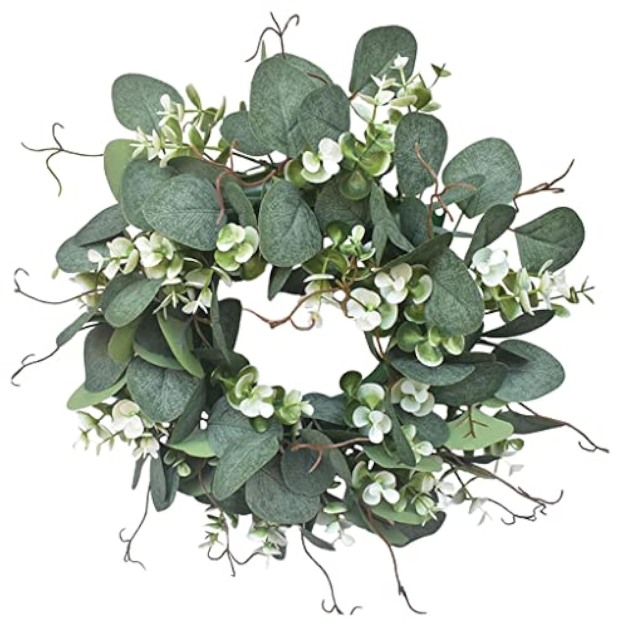 2xArtificial Eucalyptus Wreath Hanging Green Leaves