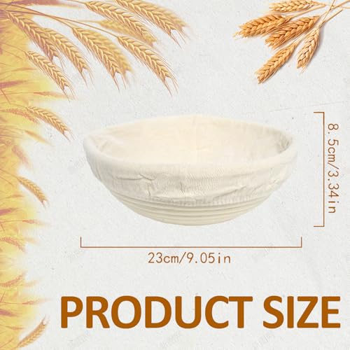 9 Inch Banneton Bread Proofing Basket Set of 2 with Cloth Liner — view 2