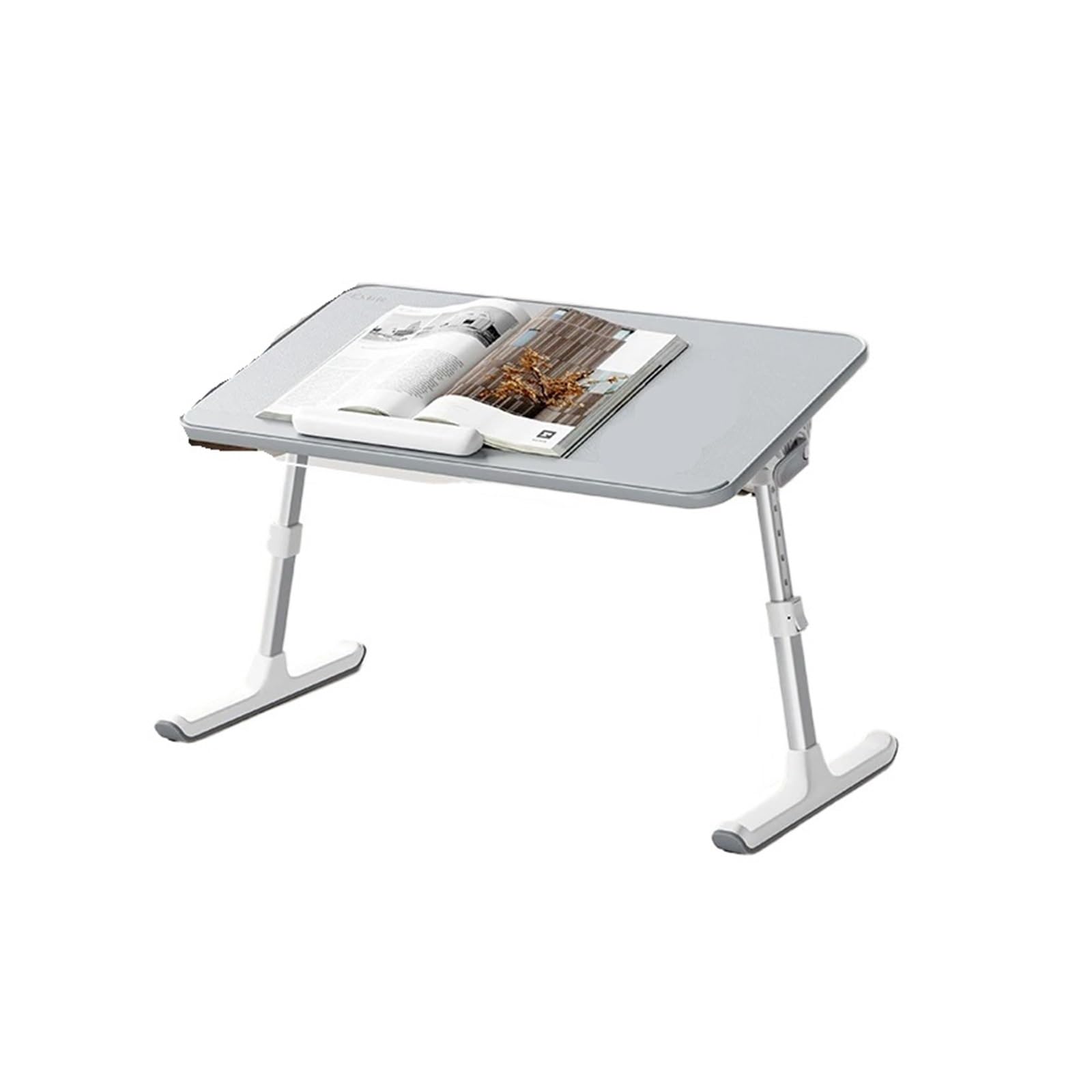 Tavolo da letto pieghevole regolabile Scrivania portatile Postazione di lavoro per giochi e ufficio Supporto per laptop regolabile in altezza e mensola Mobili compatti per uso domestico e in camera