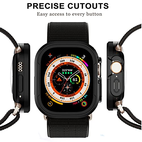 Ninki Compatible Aluminum Bumper Case 49Mm Apple Watch Ultra Case 49Mm Metal Cover,Shockproof & Anti-Scratch Apple Watch Ultra Case 49Mm Tpu Frame Protective Case For Apple Watch Ultra 49Mm Case Black #TOP4