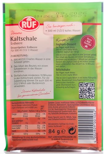 RUF Kaltschale: 3x Erdbeere 84g, 3x Sauerkirsche 84g, 3x Kaltschale Pfirsich-Maracuja 90g