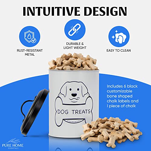Metal Dog Treat Containers with Lids (Set of 3) – Customizable Chalk Labels & Chalk Included – Dog Food Storage/Dog Treat Jars for Kitchen Counter Metal Dog Treat Containers with Lids (Set of 3) – Customizable Chalk Labels & Chalk Included – Dog Food Storage/Dog Treat Jars for Kitchen Counter