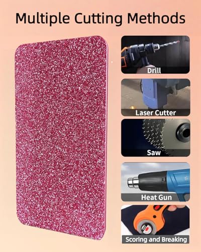 Image of TOEPODO Cast Acrylic Sheet Glitter Acrylic Sheet 1 /8 inch Thickness, 19 inchx12 inch, Suitable for Laser Cutting, Ideal Material for Jewelry, Crafting, DIY Projects & Home Decor (2pcs,Pink,19x12inch)