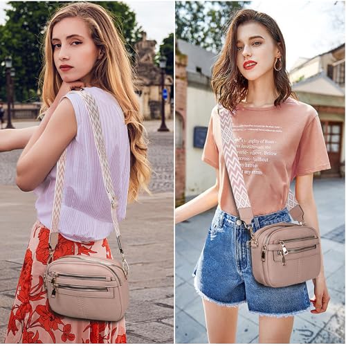 Image of TANTOMI Crossbody Bags for Women, 6-Pockets Cross Body Purse, Vegan Leather Handbags Shoulder Bag for Travel, Gifts for Women