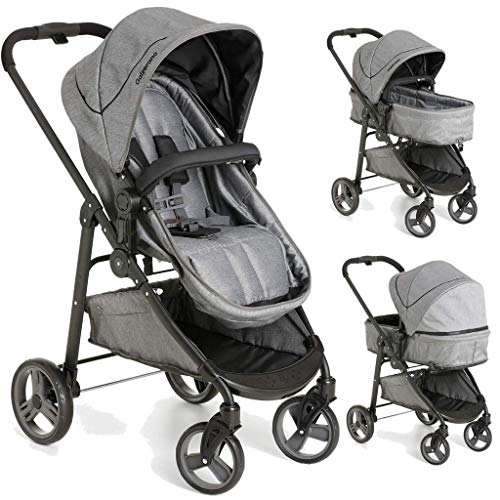 Carrinho Moises com Bebe Conforto Galzerano Olympus Grafite