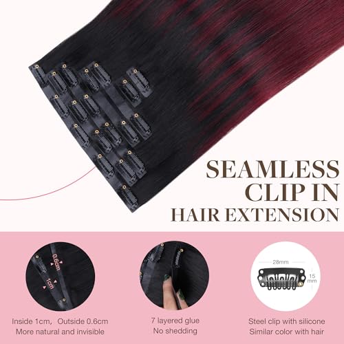 Image of GOO GOO Seamless Clip in Hair Extensions Real Human Hair Remy Extensions