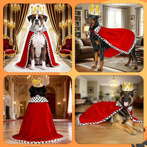 Disfraz Capa Rey para Perro Grande Talla L Rojo miniatura 5