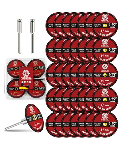 FOCSTOL 1-1/2" Cut Off Wheels, 1.5" x 1/8" Fiberglass Reinforced Cutting Disc Accessories Include Mandrels, 35-Pack
