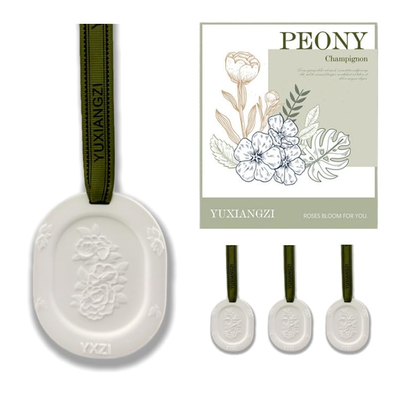 G MiDuiS Passive Essential Oil Diffuser - 3pcs Small Sage Green Ceramic Plaster Stone Flower Set for Aromatherapy Fragrance - Waterless and Battery Free for Women Home Closet Car Bathroom Wardrobe