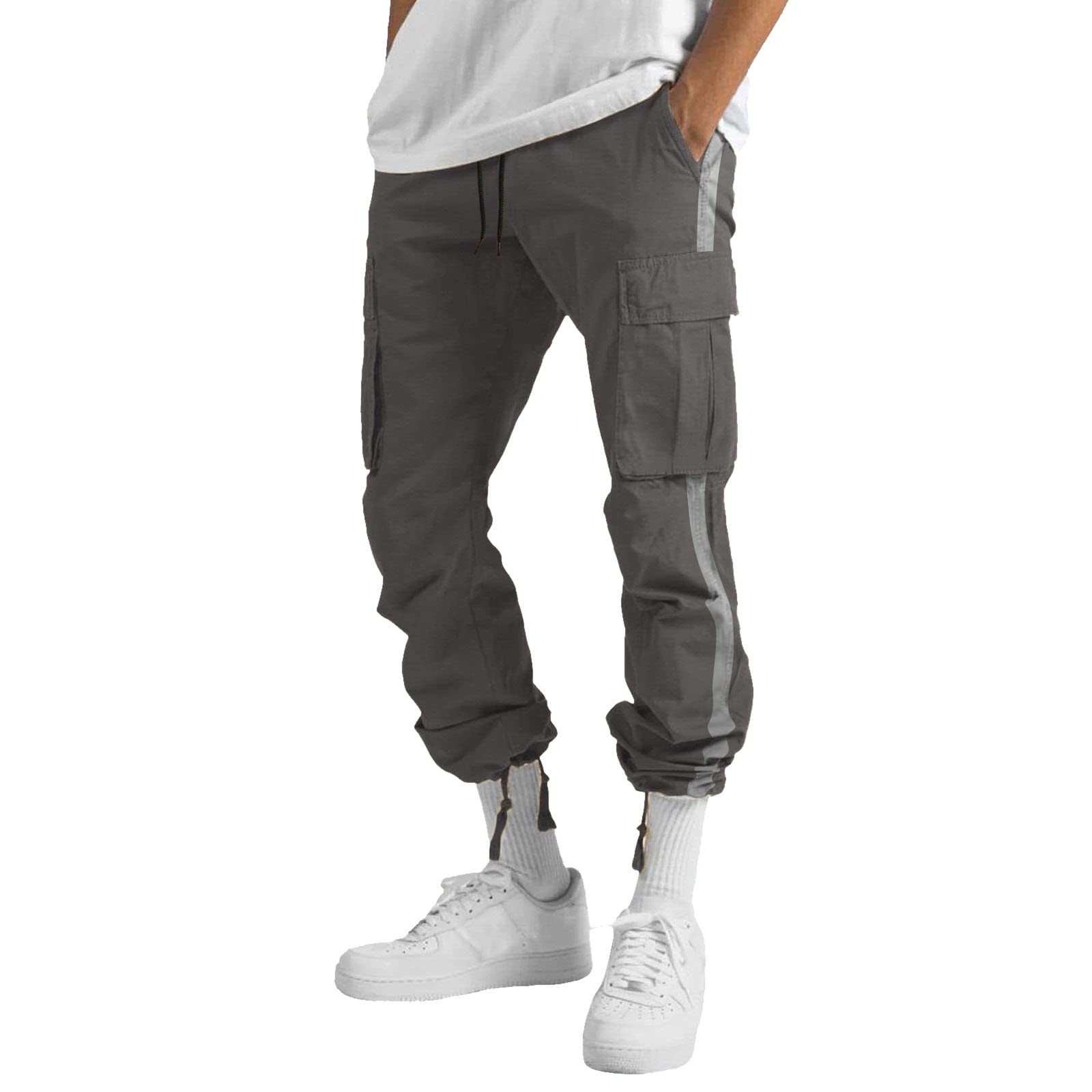 Pantalones cargo para hombre, pantalones de combate con puños, ajustados, dobladillo abierto, pantalones de chándal elásticos, pantalones de chándal con bloques de color, pantalones de trabajo para