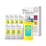 Ariul Natural Green Tea Sheet Mask Pack for Exfoliation, Sebum Control & Peeling, 7 Days Mask Multipack (7 Masks + 15 Wipes) Anti-bacterial, Anti-inflammatory, Improve Skin Complexion, Fight Aging