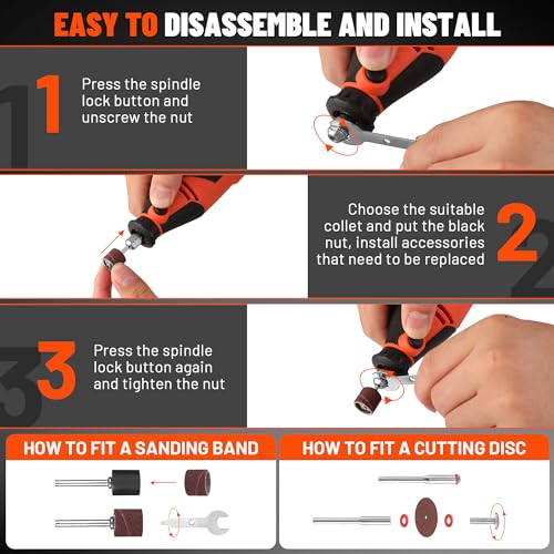 ValueMax Rotary Tool Kit, 130W Powerful Rotary Multi Tool with Variable Speed, Mini Grinder Set with 119pcs Accessories for Craft Projects and DIY, Engraving, Cutting, Sanding, Polishing 5 ValueMax Rotary Tool Kit, 130W Powerful Rotary Multi Tool with Variable Speed, Mini Grinder Set with 119pcs Accessories for Craft Projects and DIY, Engraving, Cutting, Sanding, Polishing - Image 5
