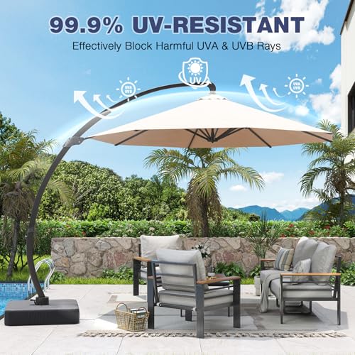 Image of Aoxun Aluminum Patio Furniture Set with Umbrella 5 Seats, Oversized Outdoor Sectional with Washable Thick Cushions, Coffee Table, Patio Conversation Sets for Porch, Balcony, Deck