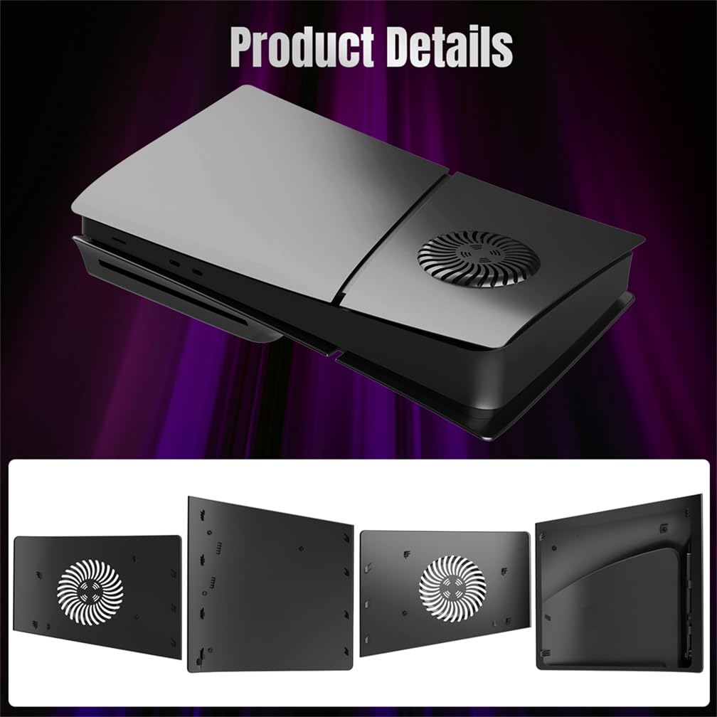 P5 Slim Schutzhülle Faceplates, Kühlplatte Shell Haut Belüftet Case Skin Hülle für PS5 Slim Zubehör 2023 Console Faceplates (Disc Edition Schwarz)