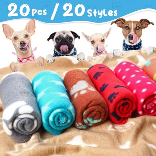 Eccliy 20 Pcs Puppy Blanket Pet Soft Fleece Dog Blankets Warm Felt Throw Sleep Mat Bed Covers for Doggie Puppy Pet Dogs Cat, 20 Styles(39 x 27.6 Inch,Mix) by Eccliy - Image 3
