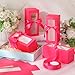 Honoson 24 Pcs Tumbler Gift Box with Ribbon for Sublimation Glass Exhibition Boxes Transparent for 12oz 16oz 20oz Drinking Cup Glasses Jars Mug Can Blanks(Hot Pink,7.87 x 3.35 x 3.35)