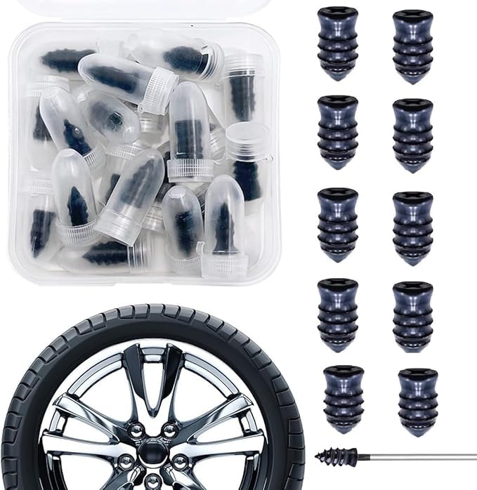 Image of 10 Pieces Tire Repair, Rubber Nail Tire Plug, Car Tire Repair Nails, Rubber Screws for Tires Fast Tire Repair Tool for Car Motorcycle ATV Tire Puncture Repair(5 S + 5 L)