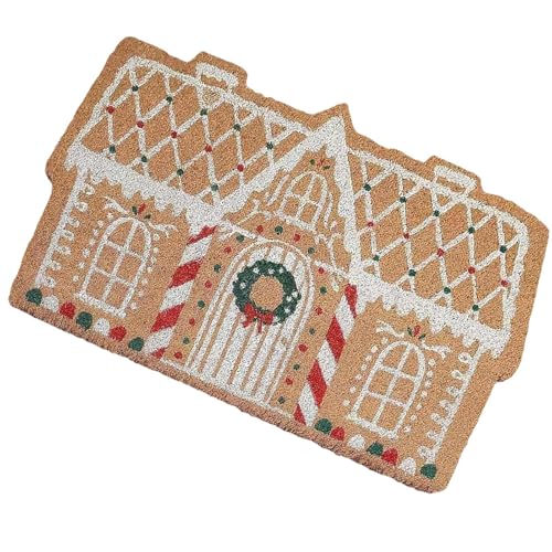 Qurygin Christmas Gingerbread Mat 60x40cm PVC Cute Gingerbread House Holiday Door Mats Christmas Doormat Indoor Outdoor Outdoor Gingerbreads House Welcome Mats For Bedroom Shower Floor