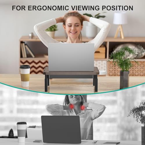 Image of WALI Plastic Computer Monitor Stand with Storage, Desk Monitor Riser 3 Height Adjustable, Laptop Riser with Airflow Vents, Desk Organizer for Computer, Laptop, Printer (PTT002-C), 1 Pack, Brown
