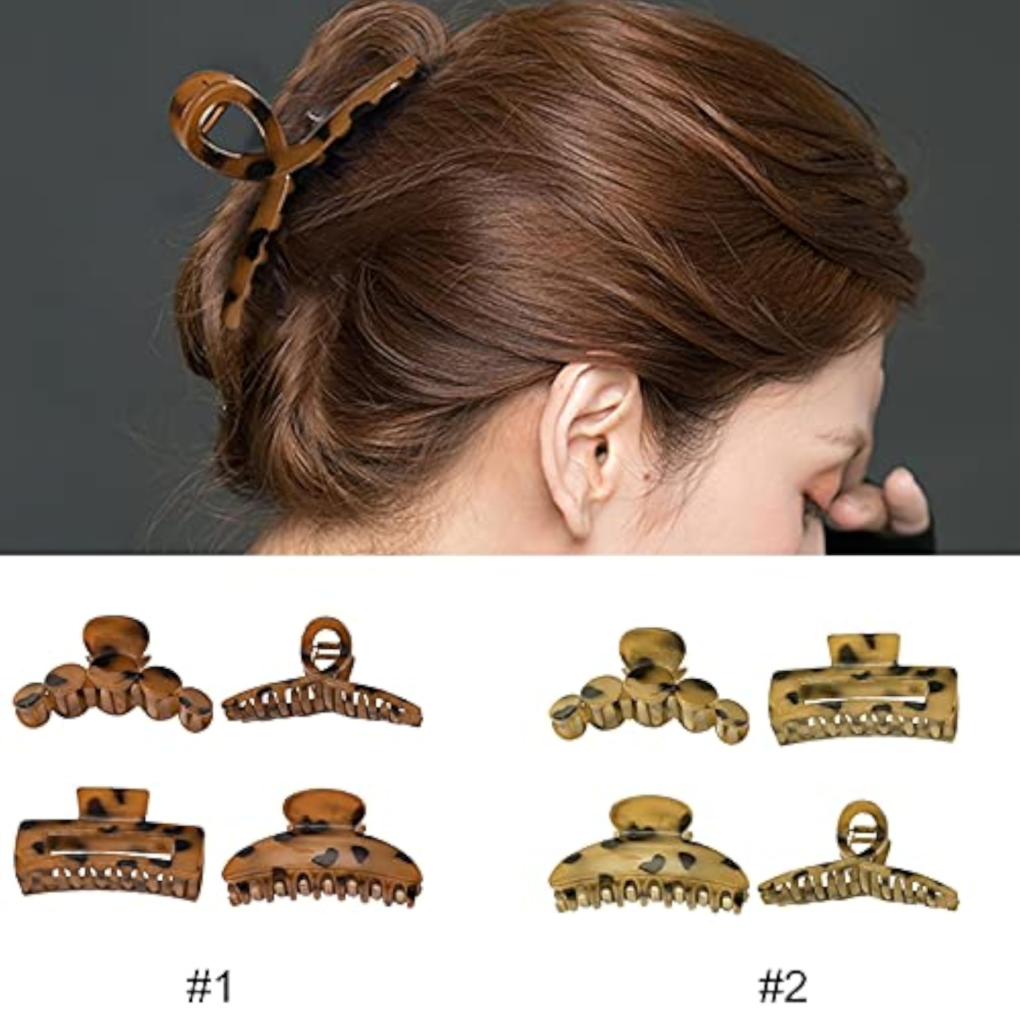 Fashion Hair Claw Clips, Pack of 4 Durable Large Interlocking Teeth