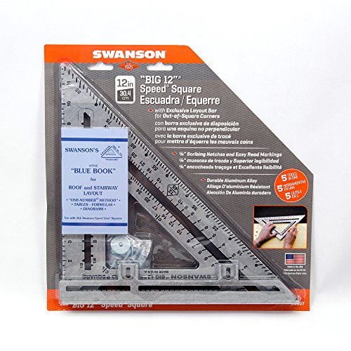 Image of Swanson Tool Co S0107 inchBig 12 inch 12-Inch Speed Square Layout Tool with Blue Book