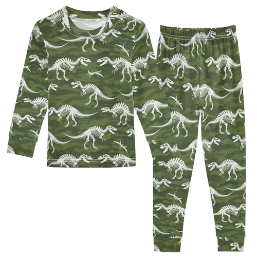 Pajama Sets Long Sleeve Dinosaur Skeletons Camouflage Soft Comfy Sleepwear 2 Piece PJS 3-8T