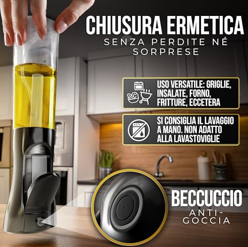 ActivoTex Spruzzatore Olio. Spruzzino Olio per Friggitrice ad Aria. 300 ml Vaporizzatore Olio da Cucina. Spray Olio Evo. Nebulizzatore Olio Alimentare. Spruzzino per Alimenti - immagine 3