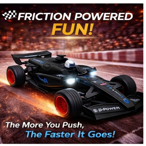 Image of PLUSPOINT Formula1 Friction Powered Race Car Toy for Kids, F1 Car with Light and Sound Push and Go F1 Racing Speed Vehicle for Toddlers, Kids,Boys & Girls