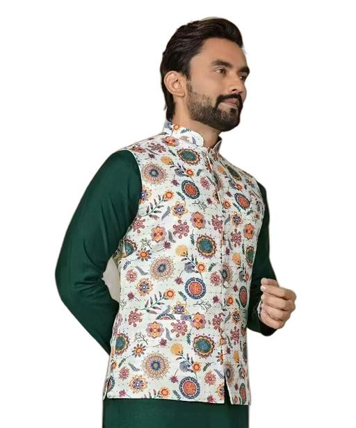 elyxarose Men’s Sleeveless Nehru Koti Jacket with Front Button Closure*Rudra Koti-P1-picture-10