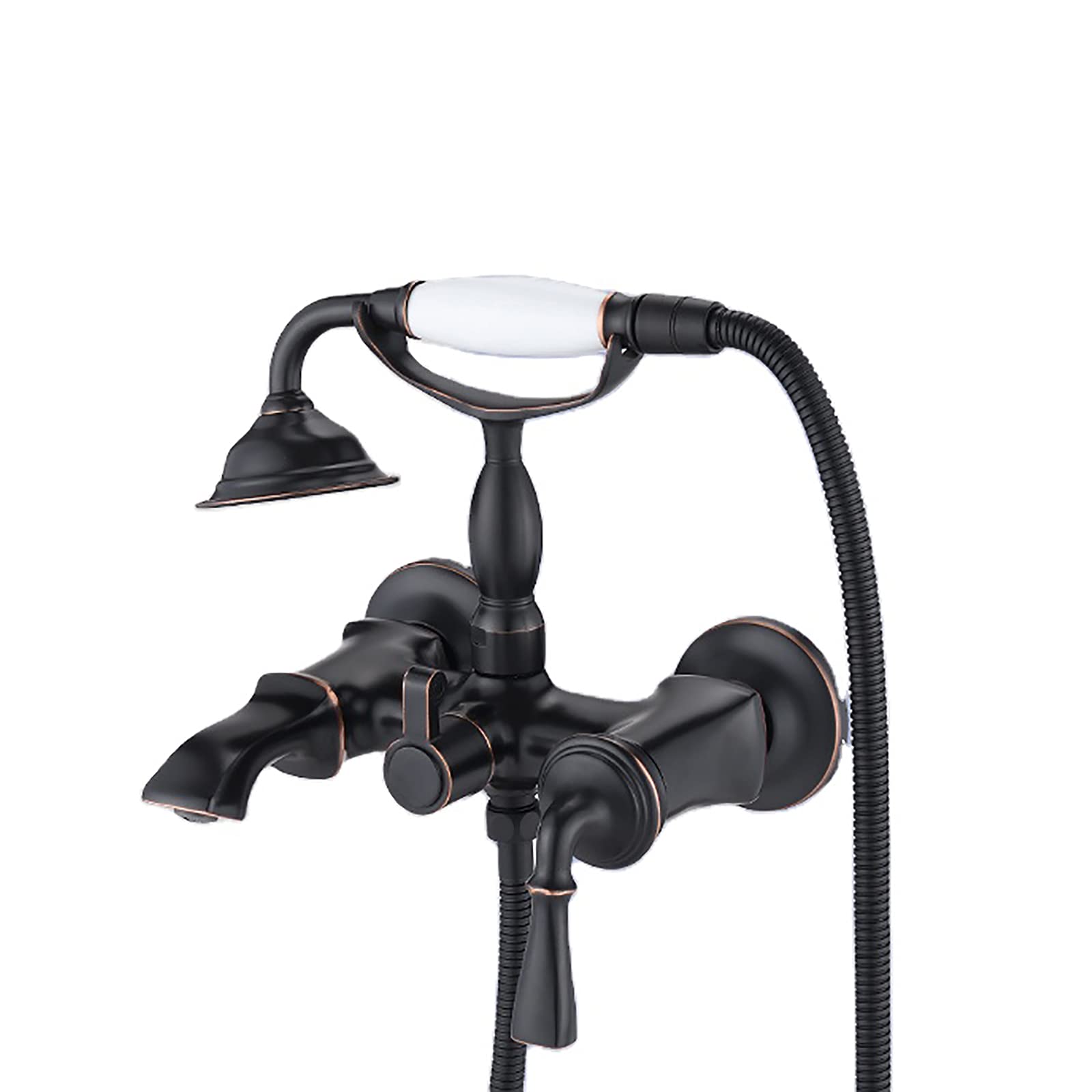 GLJTUO Tub Faucet Black Bronze Bathtub Faucet with Handheld Shower, Wall Mounted Tub Tap Brass Tub Filler Faucet Single Handle Filler Mixer Tap for Bathroom