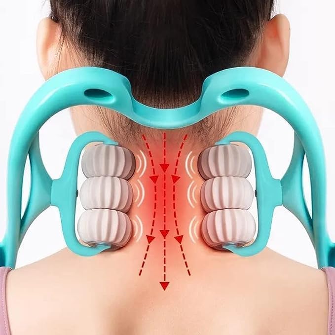 Neck Massager Roller with 6 Wheels, Dual Pressure Point Cervical Neck & Spine Massage Tool, Pinpoint Roller for Pain Relief, Muscle Relaxation & Stress Relief-image-46