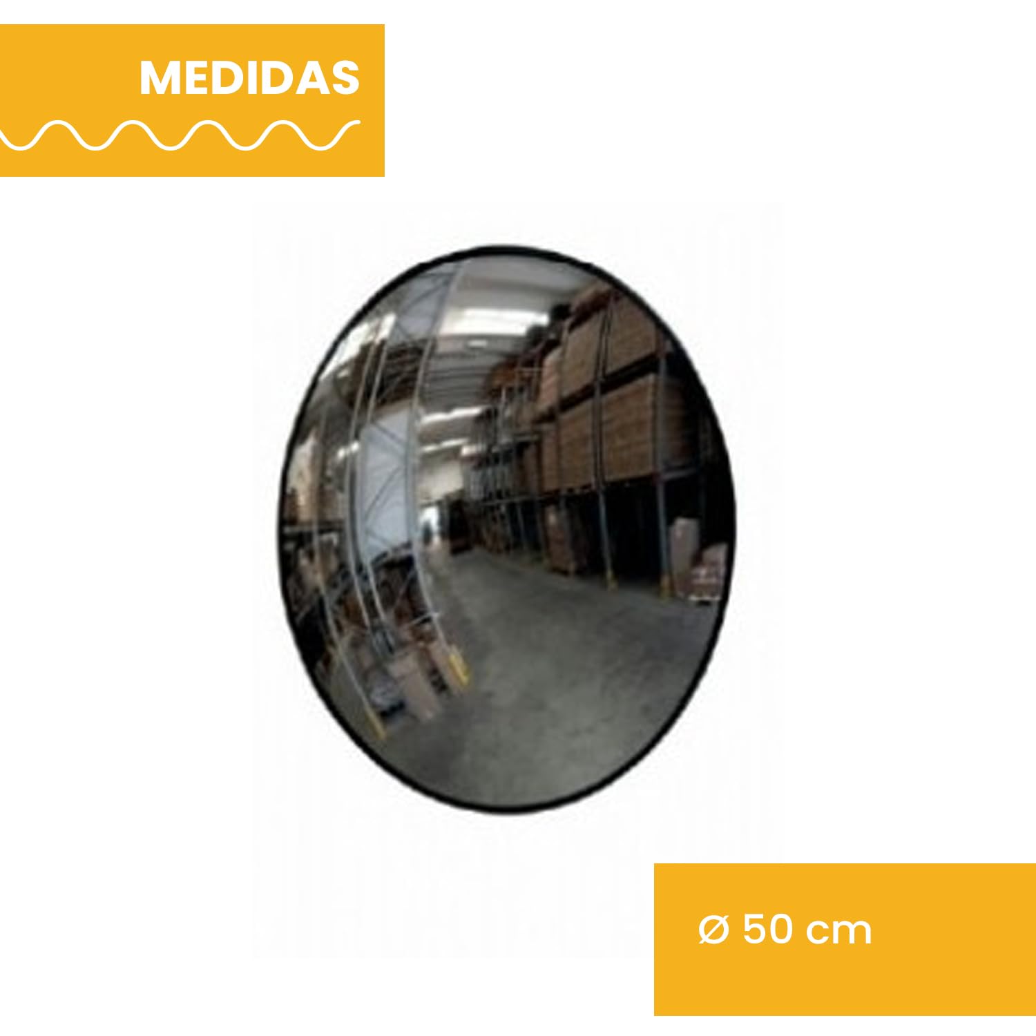 PARKING FACIL | Espejo de Seguridad Interior de Ø 50 cm con Anclaje a Pared Incluido | Alta Resistencia al Impacto | Material Acrílico Aluminizado Protegido con una Junta de Caucho Negro