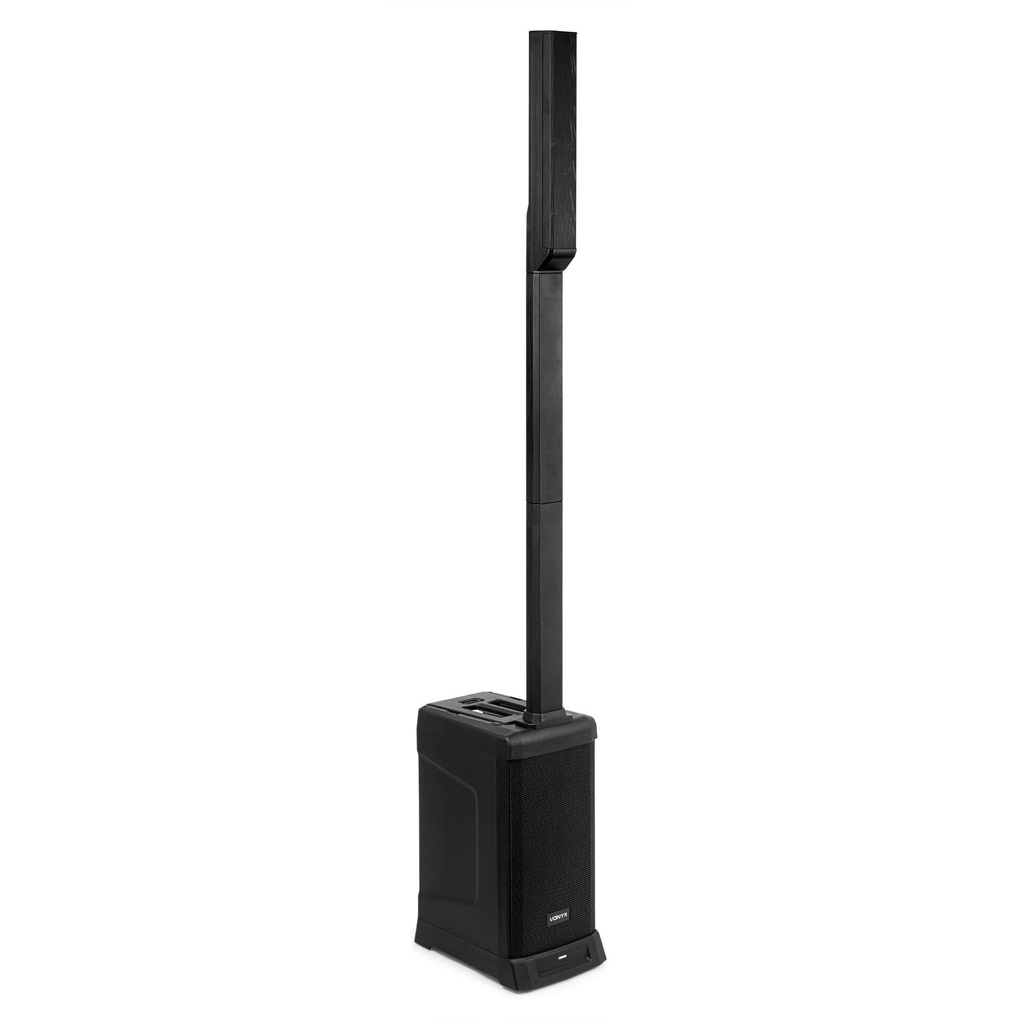 Vonyx VX820 Column Speaker System, PA Anlage Aktiv, 400W Line Array Säulenlautsprecher - 8 Zoll Subwoofer, Bluetooth 5.0, DSP, 4-Kanal-Mixer – DJ Anlage Komplett Set, PA Lautsprecher