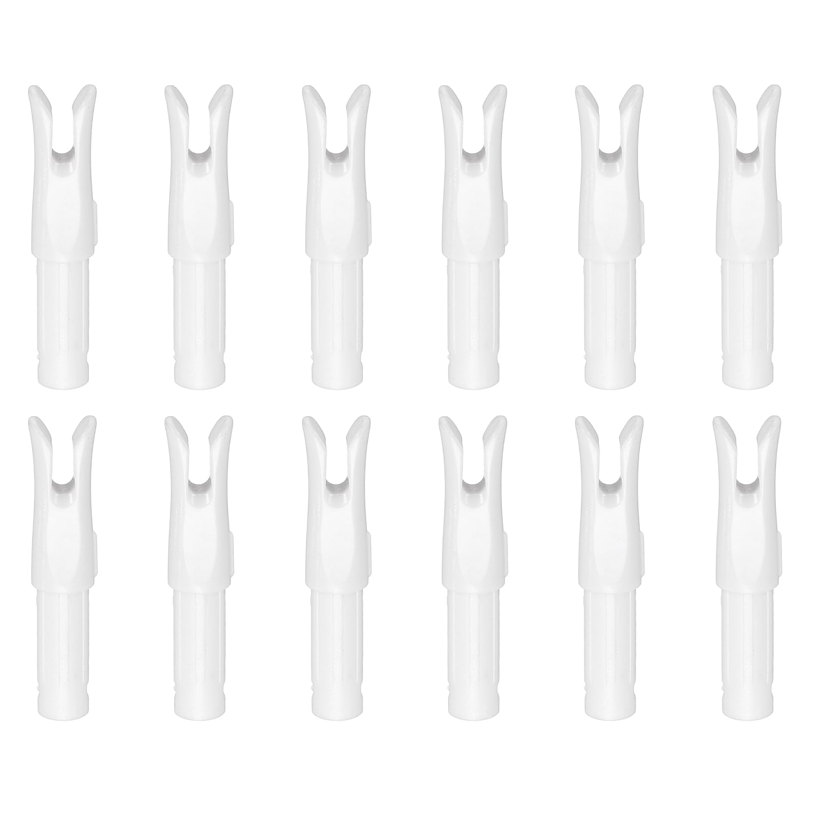YELARXI Archery Arrow Nocks, Plastic Nocks Replacement Arrows Tail Accessory-Fitting For (DIY Hunting Shooting/Compound/Recurve Bow) 6.2MM/0.24" ID & 12 Pcs & Plastic & White