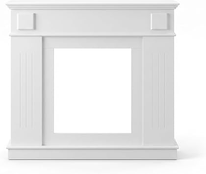 Fireplace Surround Freestanding Fireplace Cover Frame for Electric Fireplace, Wooden Fireplace Mantel Shelf Decorative Frame for Living Room Hallway,White/Grey (White)
