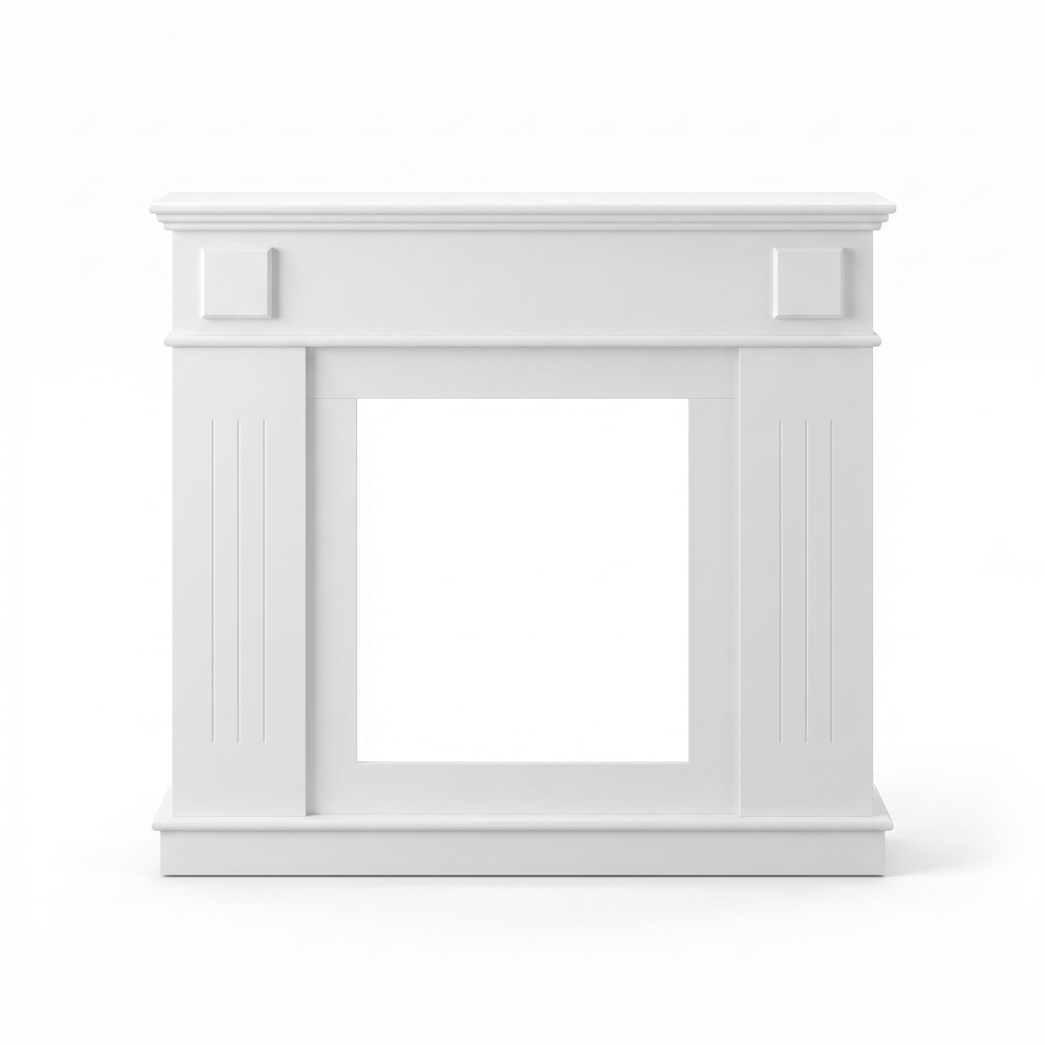 Fuside Fireplace Surround Freestanding Fireplace Cover Frame for Electric Fireplace, Wooden Fireplace Mantel Shelf Decorative Frame for Living Room Hallway,White/Grey (White)