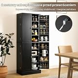 COSTWAY Szafka kuchenna wysoka, szafka na zapasy 170 cm (czarna)
