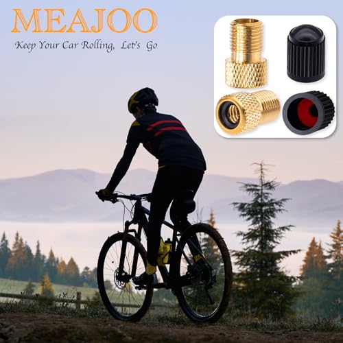 image for MEAJOO 2PCS Brass Presta Valve Adapter, Convert Presta to Schrader Ada